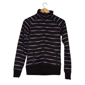 Empyre Track Jacket Women S Black Purple Striped Full Zip Mock Neck Excellent